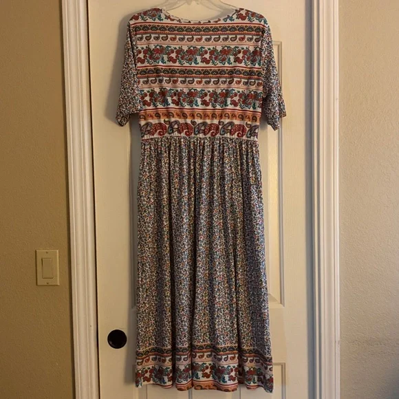 Floral Paisley Midi Dress in Multicolor Size L new - Picture 5 of 6